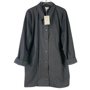 Garnet Hill Organic Cotton Trench Coat Womens Size 18 Gray Water Resistant NWT